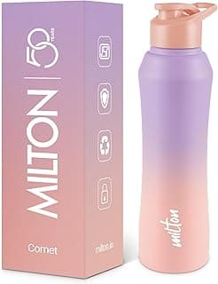 MILTON Comet 1000 ISI Certified Stainless Steel Water Bottle I Leak Proof I Rust proof I Single Walled I Ideal for Office, School, Home, Gym, 1000 ml, Purple & Pink
