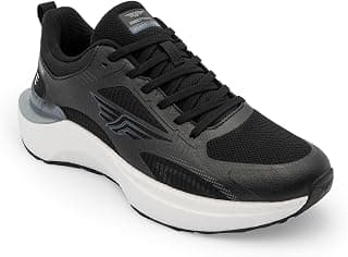 Red Tape Men's Sneakers White Black Mesh Round Toe Lace-Up Easy Movement