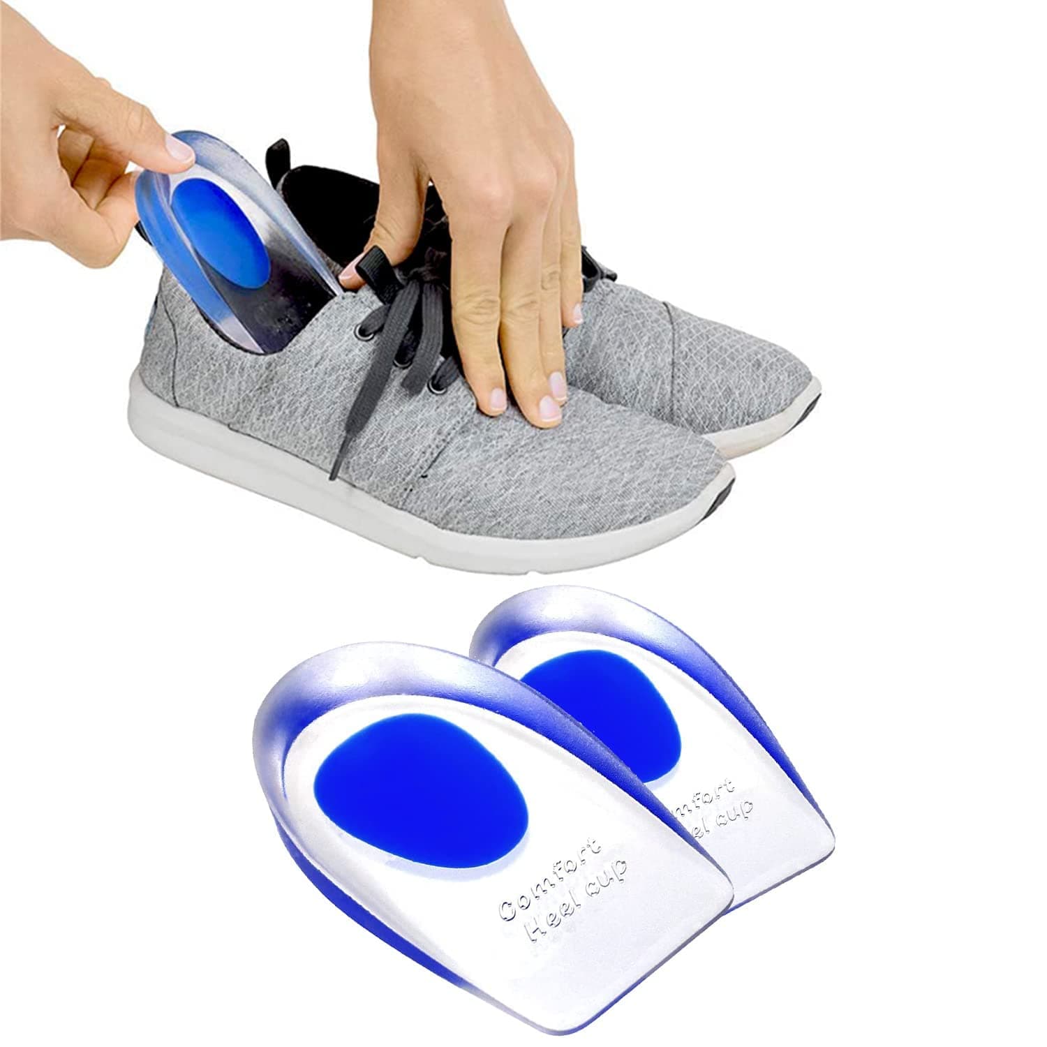 SPAREQUE Gel Heel cups Silicone Heel Pad for Heel Ankle Pain, Heel Spur Shoe Support Pad for Men and Women Shock Cushion Pad for Heels