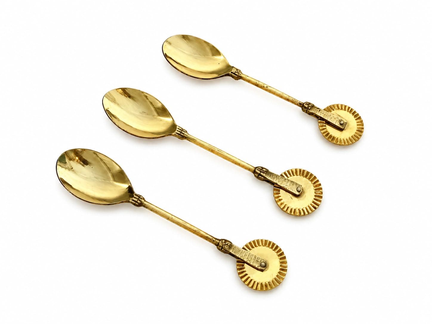 GS Brass Karanji Cutter Tool, Gujia/Shankarpali Cutter, 2 in 1 Brass Spoon with Cutter, Pack of 3