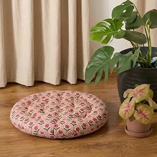 Jaipur Prints Floor Cushion for Sitting | Traditional Rajasthani Cotton Diwan Gaddi | Thick Low Seating Mattress for Living Room, Balcony, Meditation & Floor Seating (24 Inch Pack of 2)