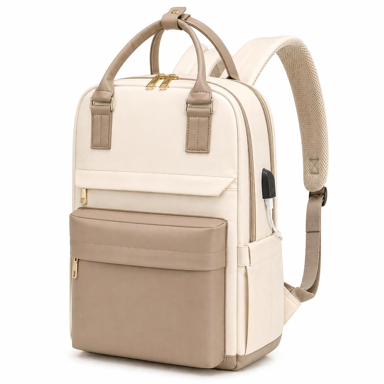 MOCA Women’s Minimal Laptop Backpack | Stylish Office & Travel Bag with USB Charging Port | Lightweight, Multi-Pocket, Fits 15.6” Laptop