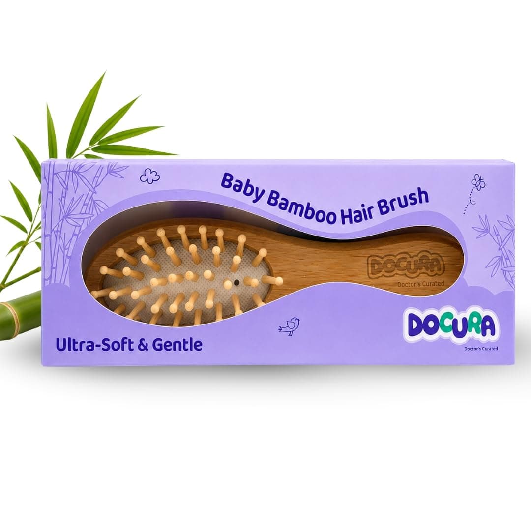 Docura Baby Bamboo Hair Brush | Ultra-Soft & Gentle | Suitable for 0 Month+