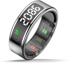 Techking 15 Years Warranty Waterproof Smart Ring with LED Display – Track Heart Rate, Sleep, Steps & Fitness Goals, Gesture Control, Sleek Design & Long Battery Life