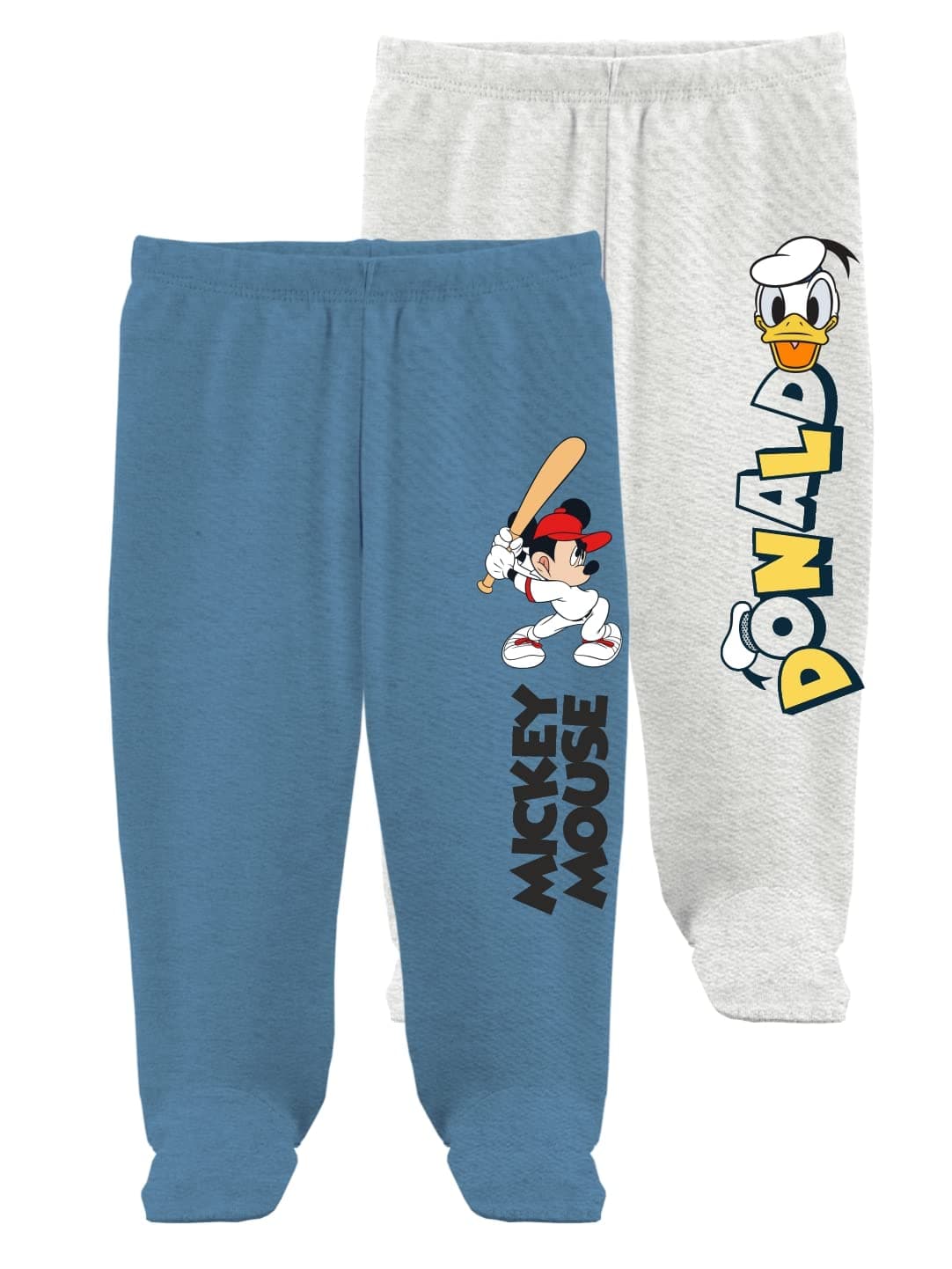 minicult Disney Mickey Mouse Footed Pajama Pants for Baby Boys and Girls(White b3)(Pack of 2)