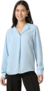 Allen Solly Women Light Blue Solid Formal Top