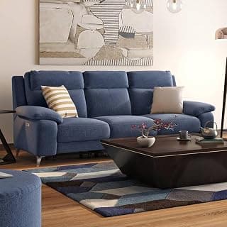 Urabn Ladder Emila Fabric Three Seater Motorized Recliner in Blue Colour