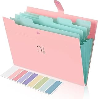 Corslet File Folders for Documents A4 Letter Size, 5 Pocket Certificate File Organiser Document Organizer Bag Expanding File Folder Portable File Organizer for School Office Supplies Document Folder