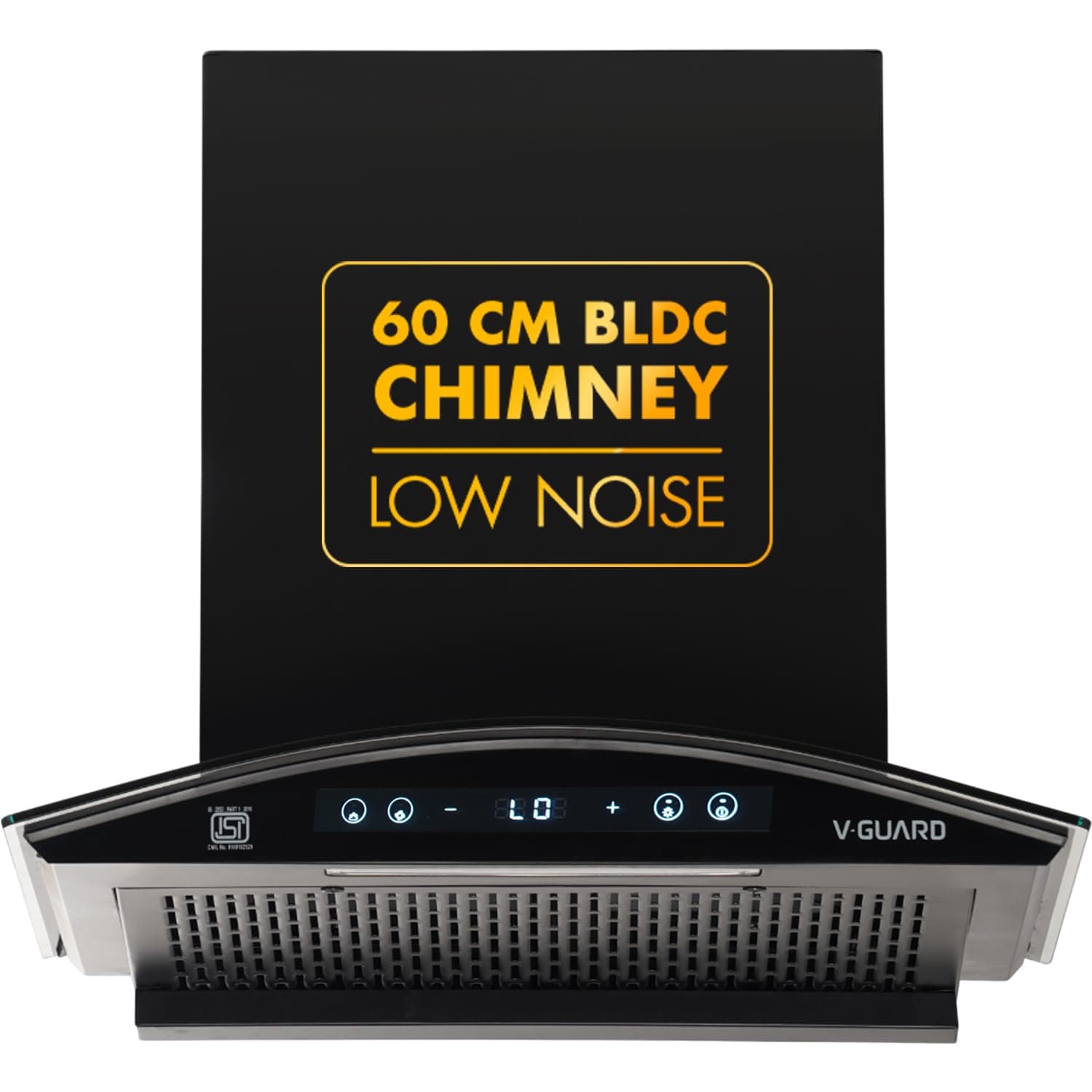 V-Guard BLDC Chimney for Kitchen 60 cm | 1500 m³/h Suction | Low Noise Operation | Free Installation Kit | Heat Auto Clean | Gesture Control with Touch Panel | V-Guard BX 60