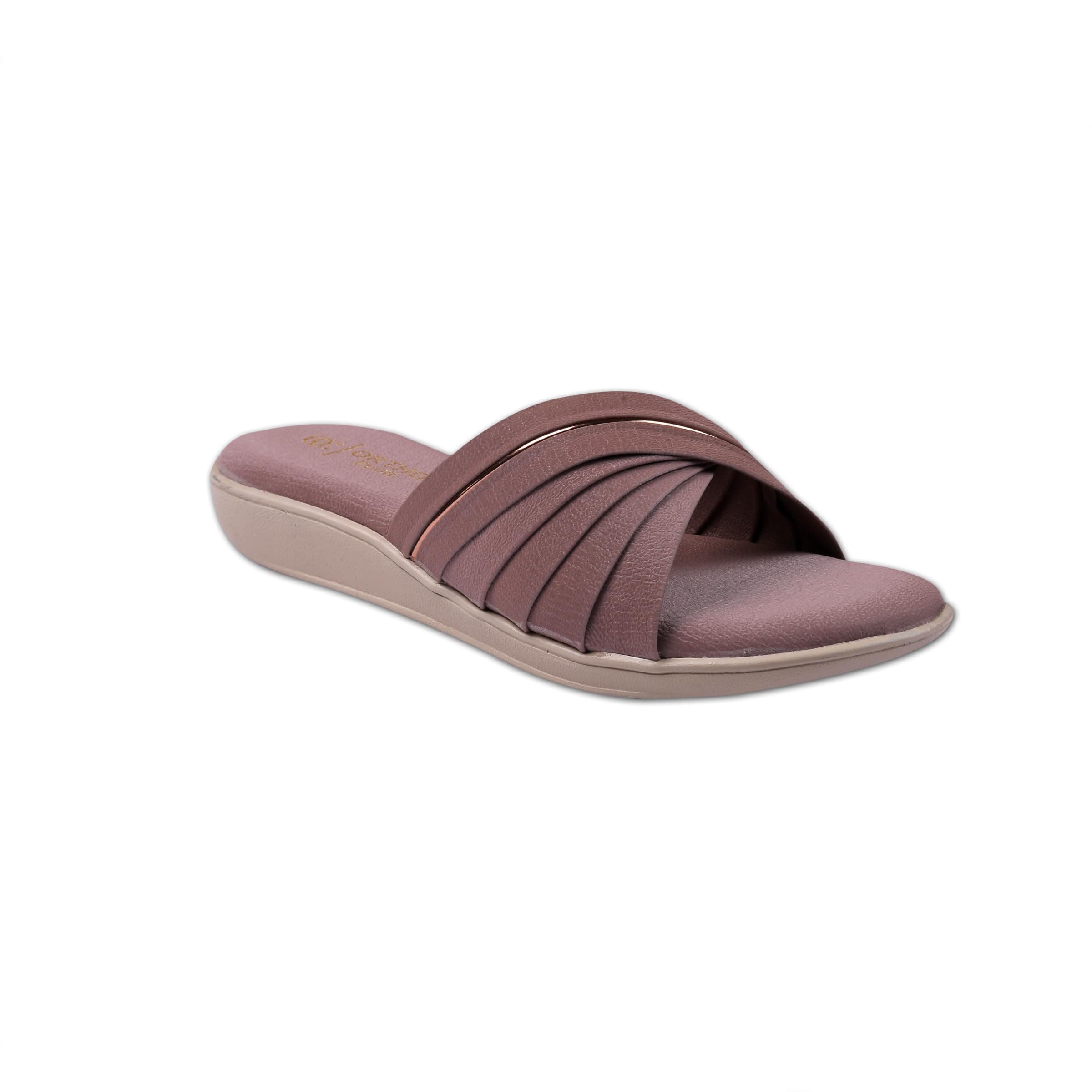 ORTHO CLUB Women’s Orthopedic Comfortable Slip-On Sandals | Stylish Criss-Cross Design | Anti-Skid Sole | Lightweight Flats