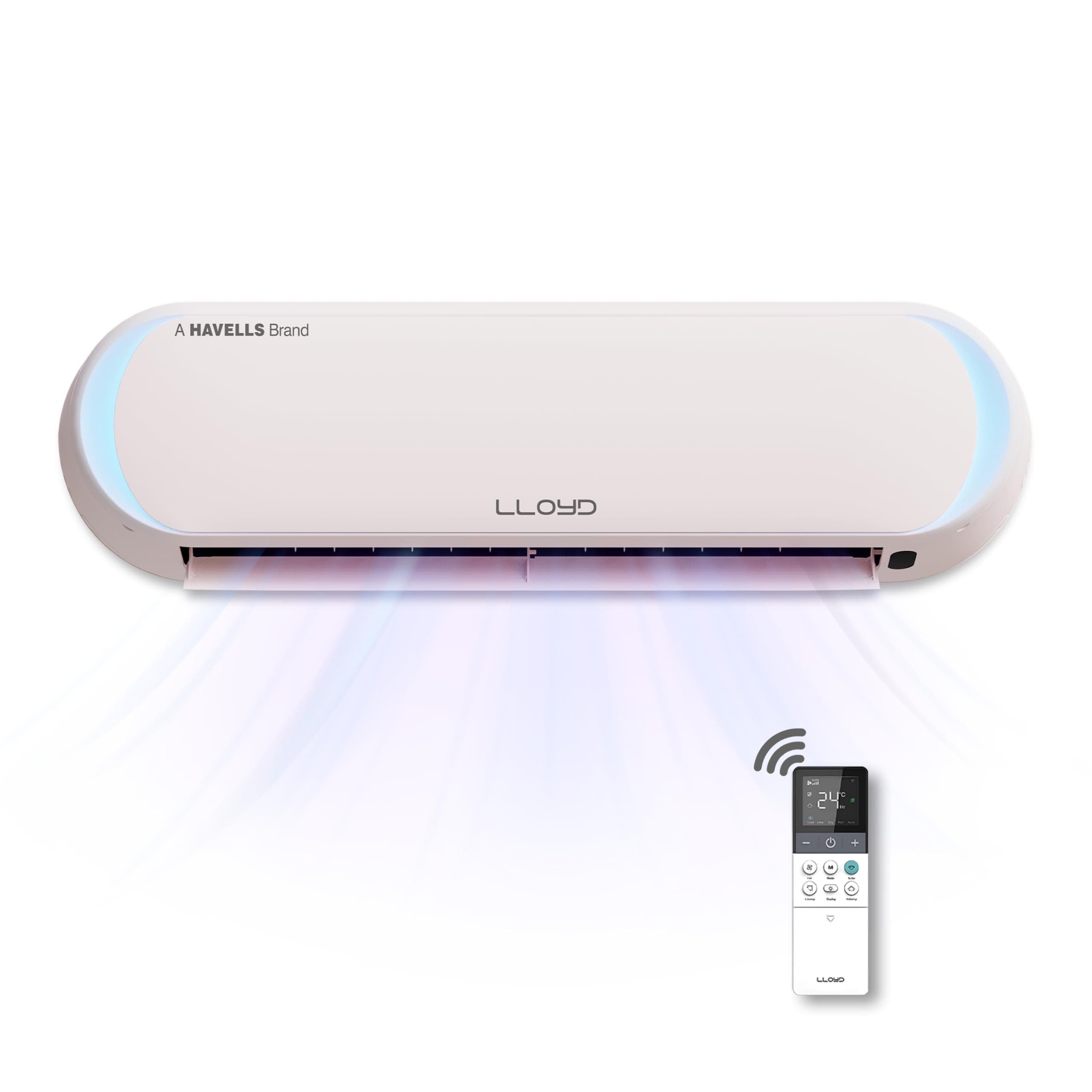 Lloyd Stellar Art 1.5 Ton 5 Star Wi-Fi Inverter Split AC(6 in 1 Expandable,Cools Even at 60°C,Mood Lighting,In-Built Air Purifier,Direct Voice Command,Copper,White & Blush Pink,New LaunchGLS18V5FBGST)