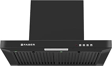Faber 60 cm 1000 m³/hr T-Shape Kitchen Chimney | Baffle Filter | Push Button Control || 12 Years warranty on Motor|| Motor- 250 Watt | HOOD MARS PB BF BK 60, Black