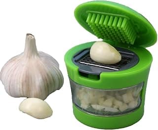 Kitchen Garlic Cutter Chopper Crusher - Manual Mini Garlic Mincer & Slicer - Compact Hand-Press Garlic Chopper for Kitchen, Home Cooking & Food Prep