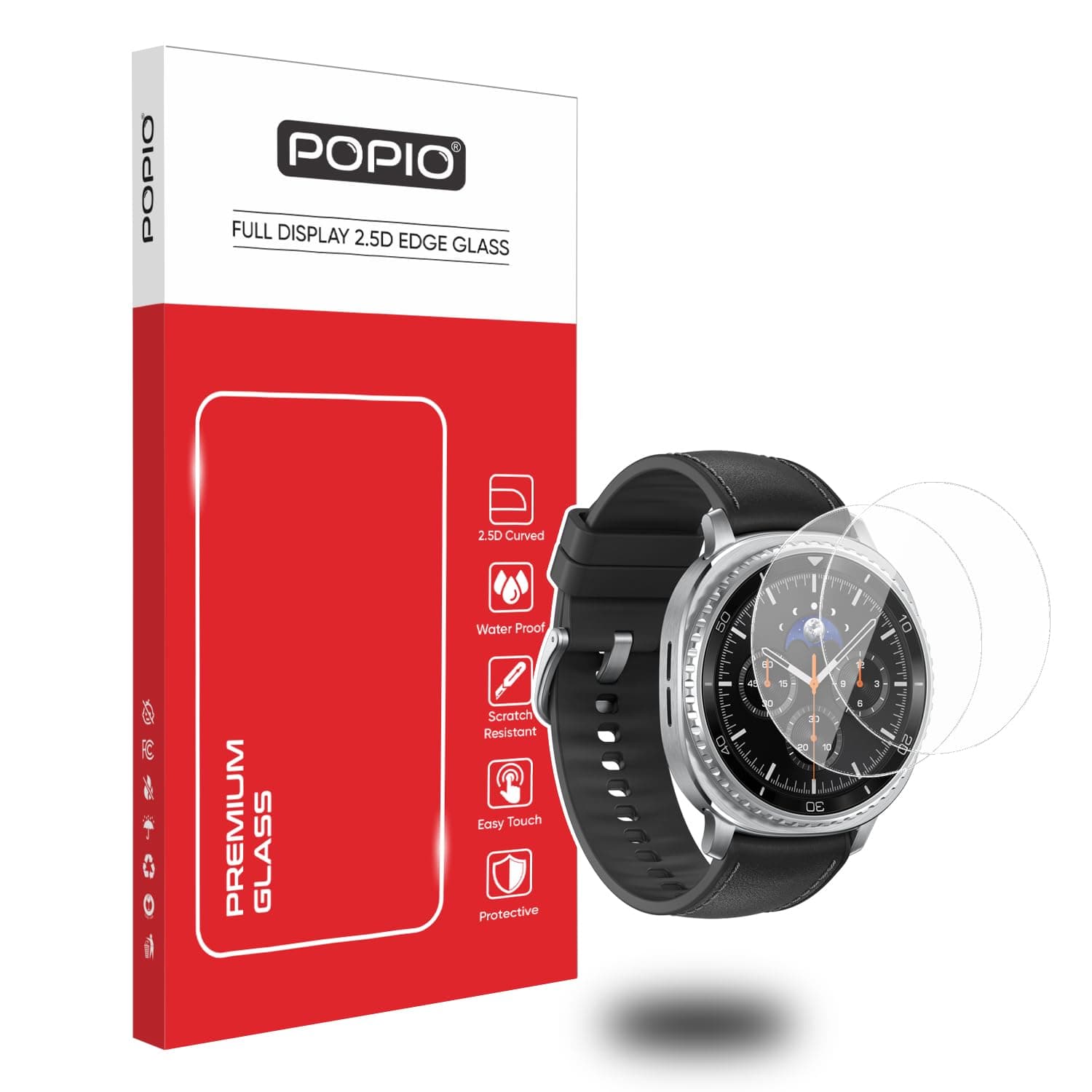 POPIO Military-Grade Gorilla Tempered Glass for Samsung Galaxy Watch 4 Classic/Watch 8 Classic (46mm) (1.4" Inch), Pack Of 2
