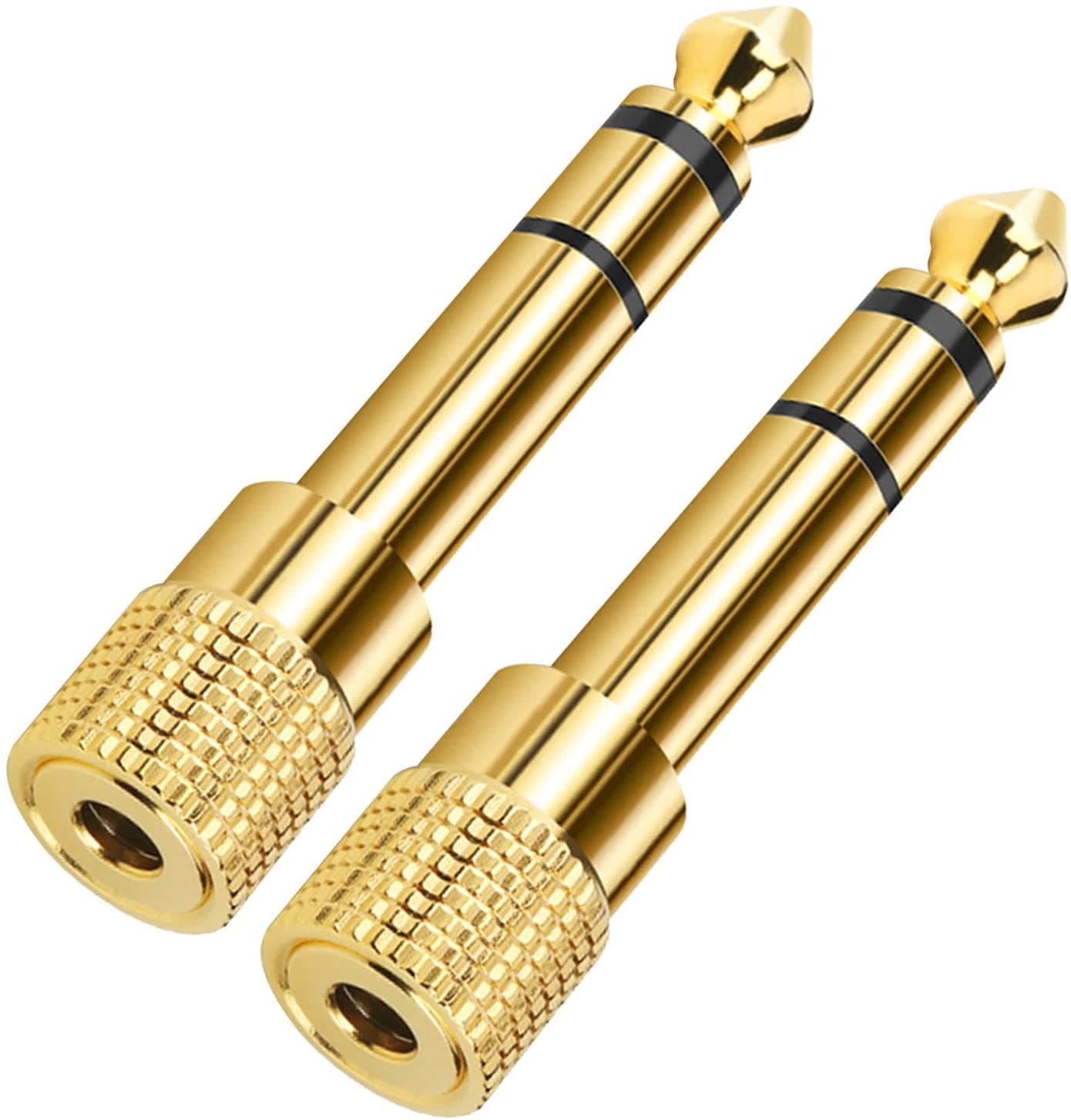 NEXT GEEK Gold Plated 3.5mm Female to 6.5mm Male Headphone Audio Stereo Adapter Plug Converter Jack for Electric Guitar, Amplifier, Piano, Keyboard, etc (Pack of 2) (2 Year Warranty)