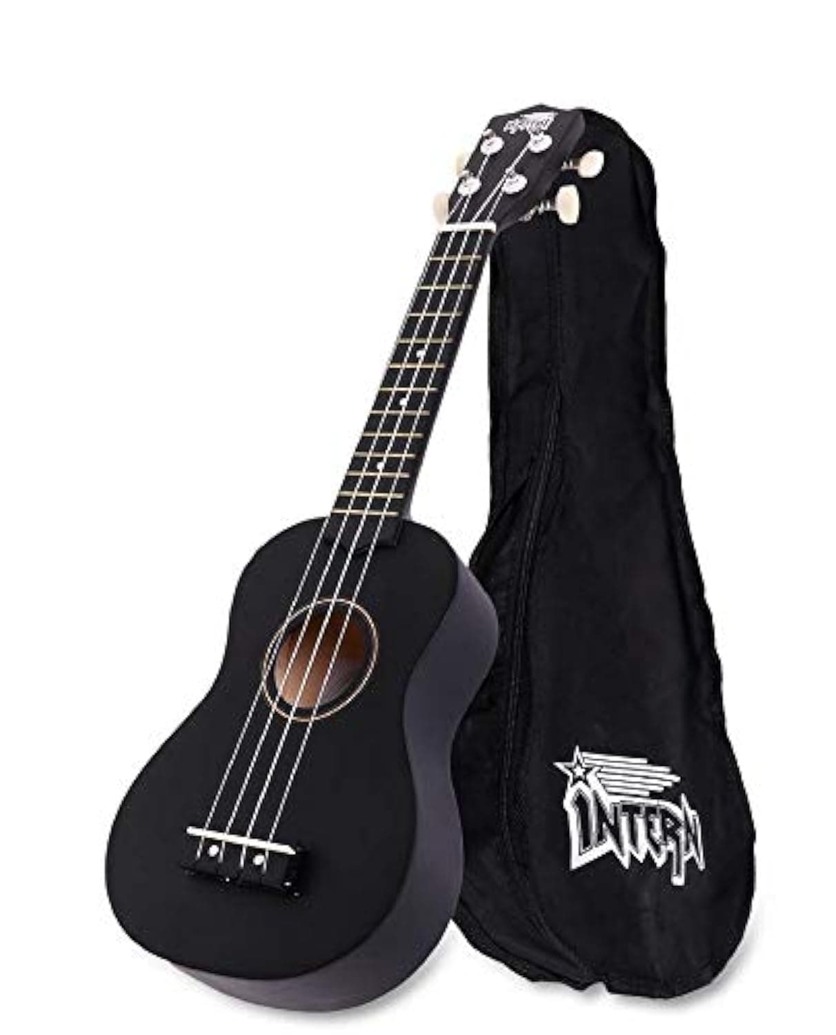 Intern 21 Inch Soprano Ukulele for Beginners | Matte Black 4-String Ukulele with Gig Bag | Portable Music Instrument for Students & Adults