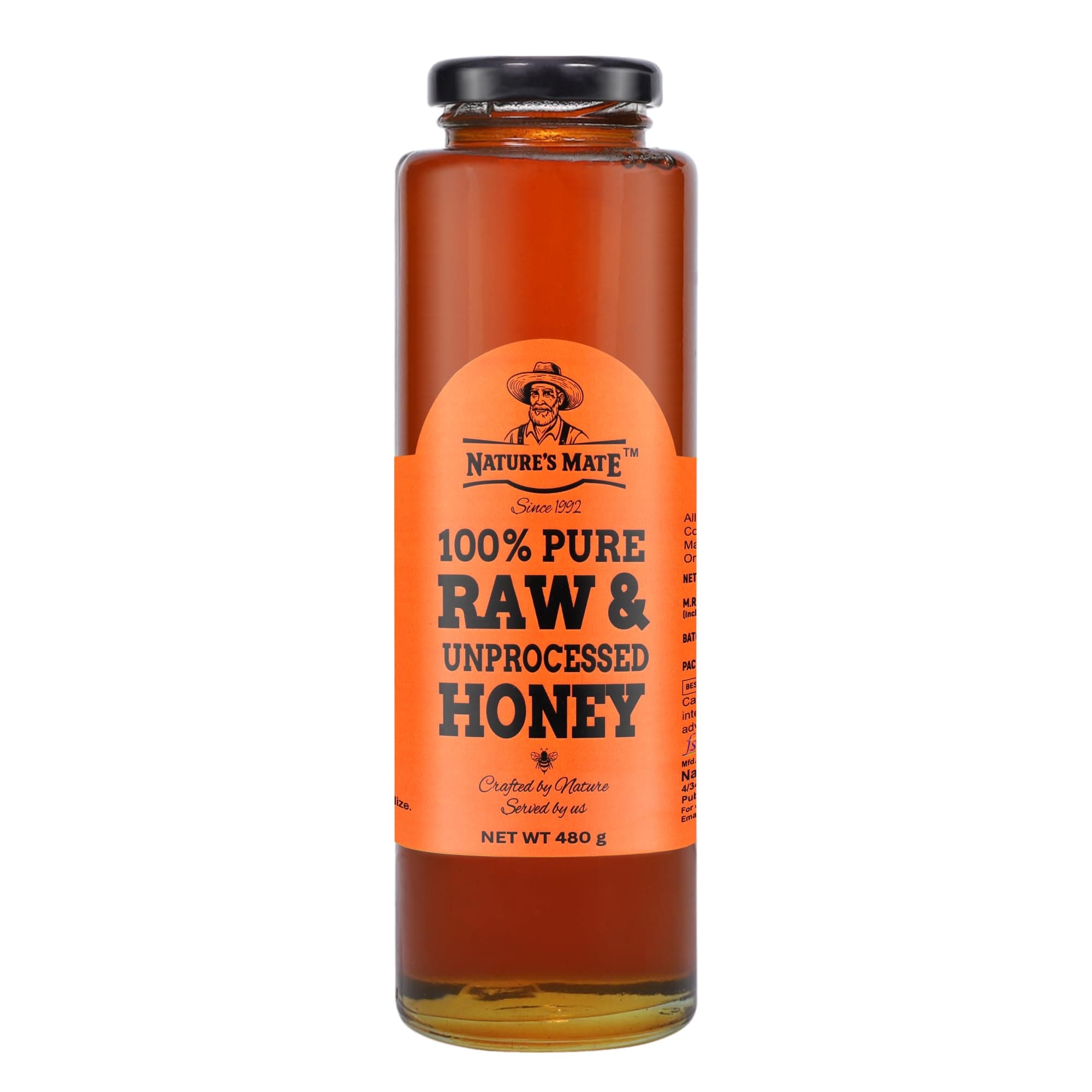 NATURE'S MATE 100% Pure, Raw & Unprocessed HONEY 480gm | No Additives or Preservatives | 0% Added Sugar | Natural Honey