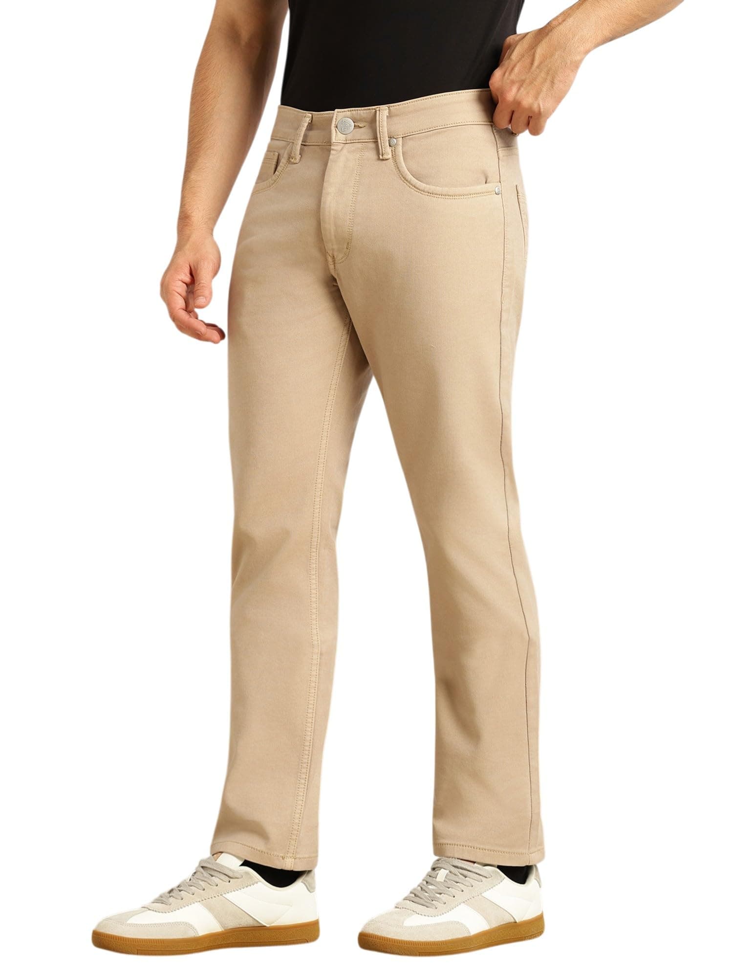 Thomas Scott Men's Cricket Club Collection Straight Fit Stretchable Jeans | Mid-Rise Light Shade Denim | Clean Look | 5 Pocket Design