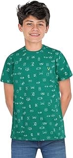 Allen Solly Boys’ Crew Neck T‑Shirt | All‑Over Print Design, Soft Cotton Fabric, Comfortable Casual Wear
