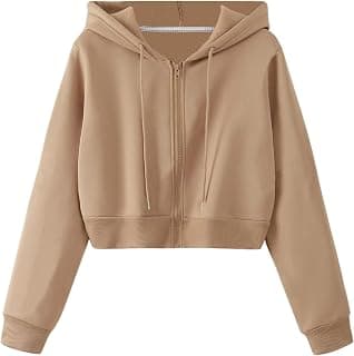 TOXA Women's Cropped Zip-Up Cotton Fleece Hoodie, Women Hoodie