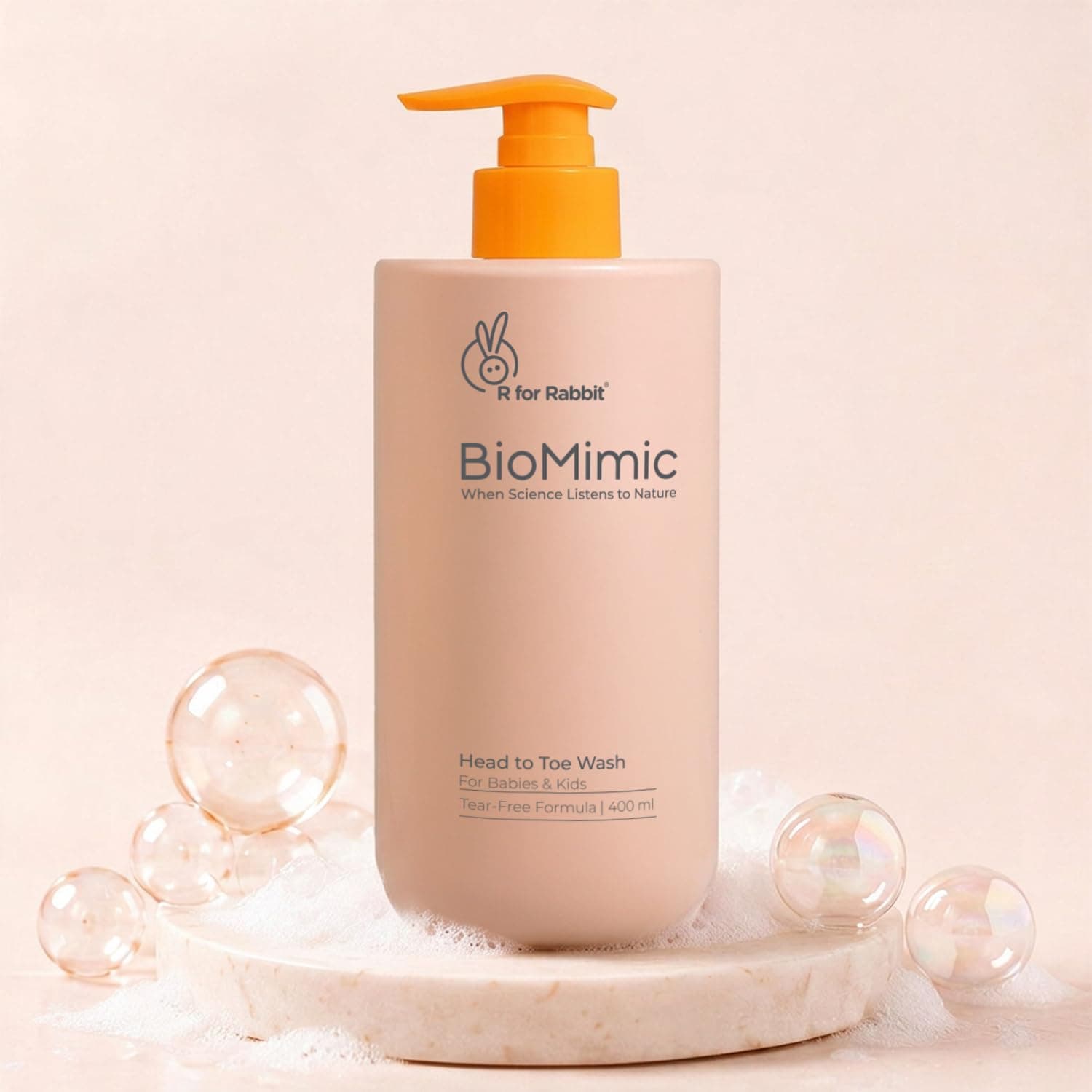 R for Rabbit Biomimic Head to Toe Wash for Babies & Kids, 400 ml | Tear-Free Hair & Body Cleanser | Sodium PCA, Trehalose & Ceramides | Sulphate & Paraben Free | pH Balanced