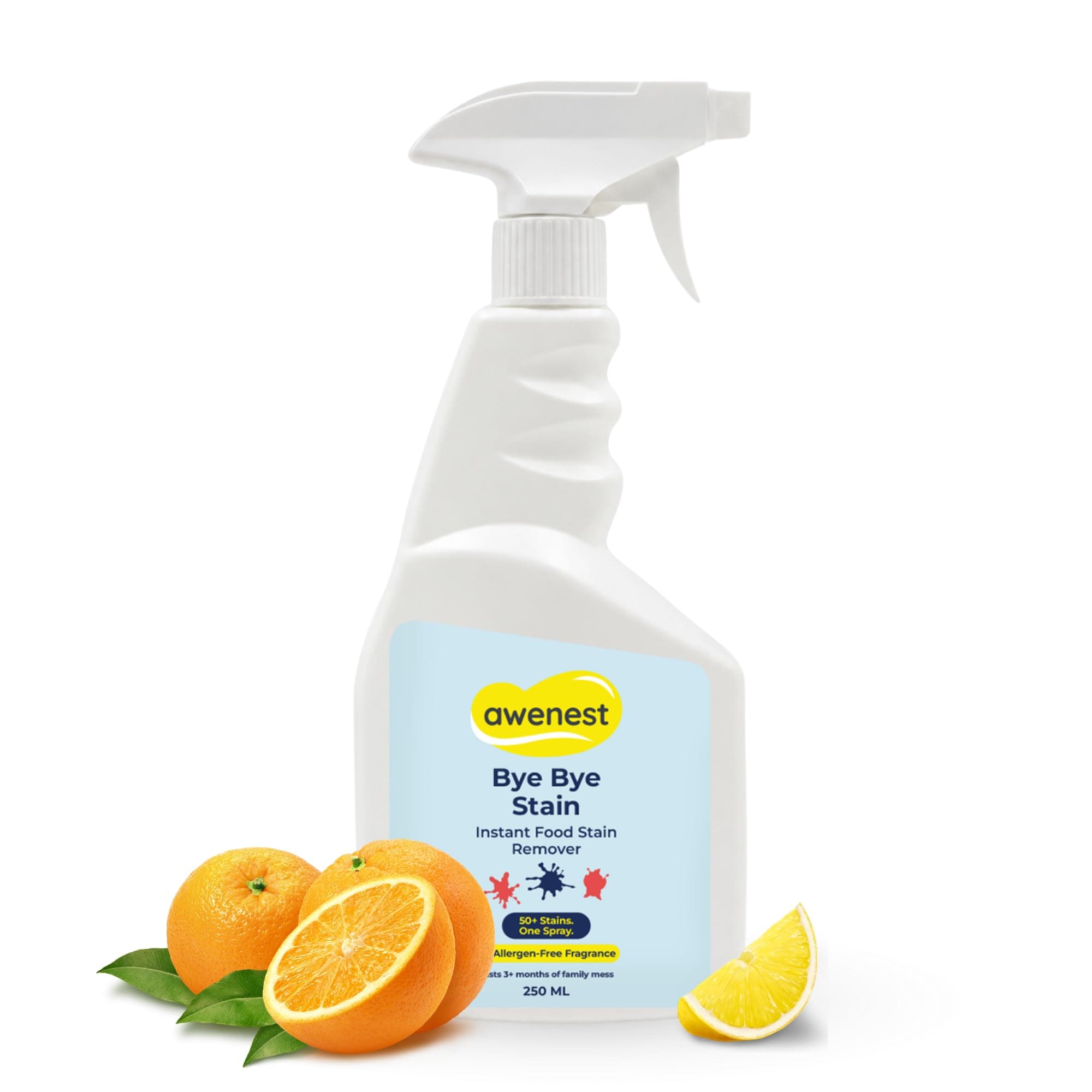 awenest Bye Bye Food Stain | Instant Food Stain Remover Spray - 250 ml | Toxin-Free | Eco-friendly & Plant-Based | Perfect for Clothes Sofas Car Seats & More