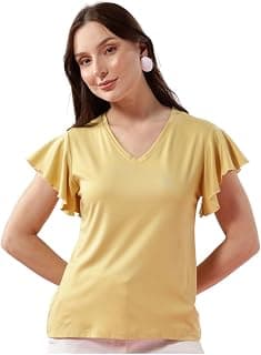FYLTR Women's Soft Cotton Blend Fashion Top with Ruffle Sleeves | Tops for Women | Tops for Women Western