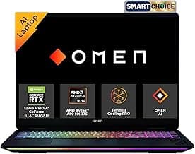 HP Smartchoice Omen 16 Max, AMD Ryzen AI 9 HX 375, 12GB RTX 5070 Ti, 32GB DDR5, 1TB SSD, 2K,165Hz, 400 nits,3ms, IPS, 16''/40.6cm, Win11,Office24, Shadow Black, 2.71kg, ak0070ax, RGB Gaming Laptop