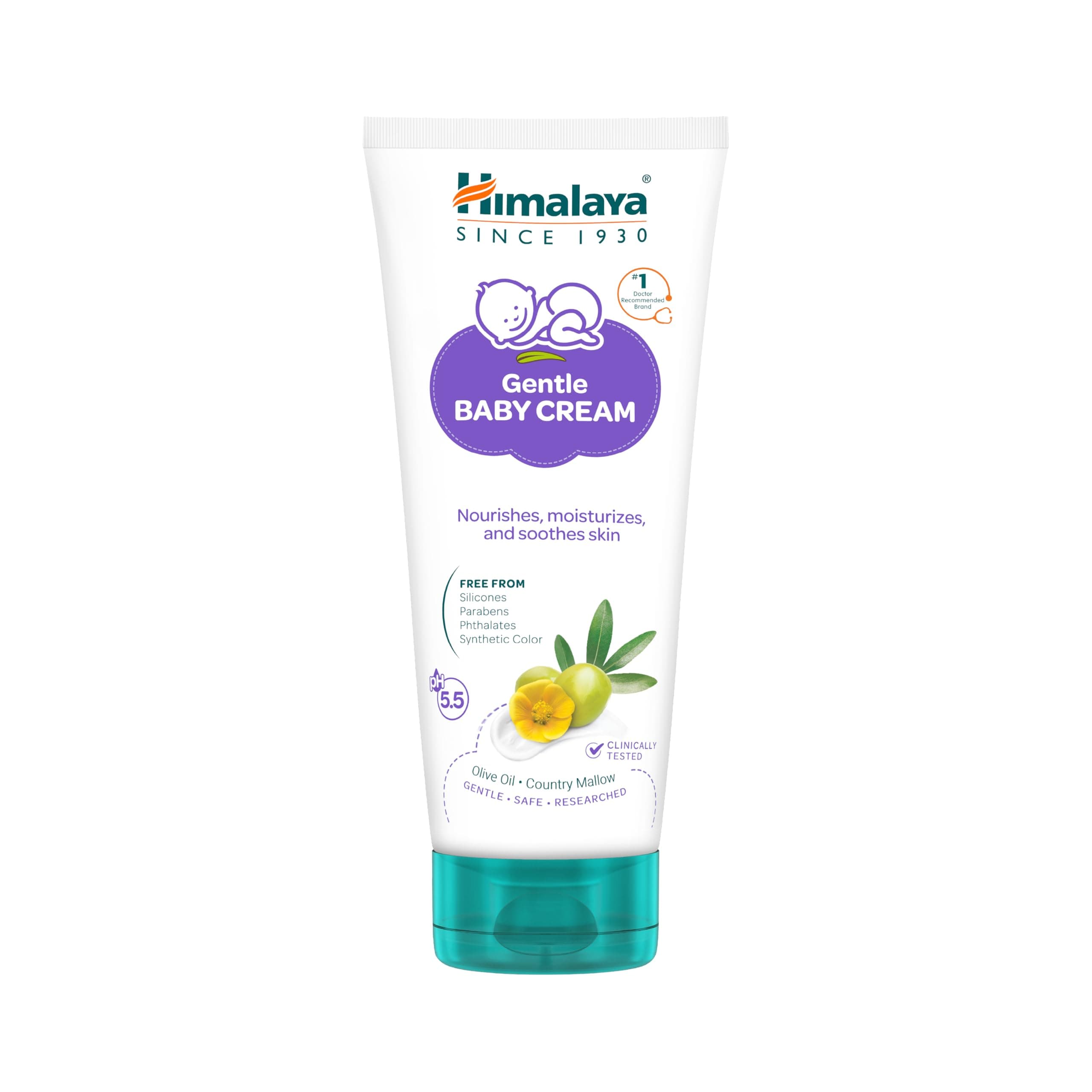 Himalaya Gentle Baby Cream 100ml with Olive Oil, Giloy & Licorice | pH 5.5 | No. 1 Doctor Recommended Baby Cream | Hypoallergenic | Nourishing Baby Face Cream & Moisturizer for All Skin Types