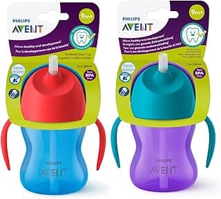 Philips Avent Sipper Bottle for Kids | No.1 Brand Recommended by Moms Worldwide | Leak Proof Design | Easy Grip with Silicone Handle | 9m+ | 200ml | Packof1 |(Blue/Purple)|SCF796/00