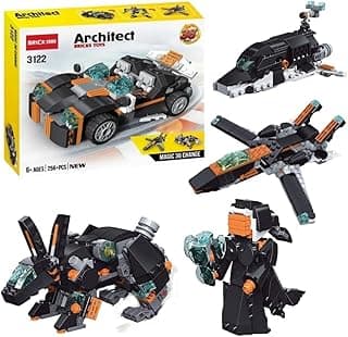 Sky Tech® 36-in-1 Magic Building Blocks Set | 256+ Pieces | Creative Construction Toy for Kids | Includes Instruction Manual | Ideal for Boys & Girls Ages 6+ | DIY Brick Robot, Jet, Ship Models