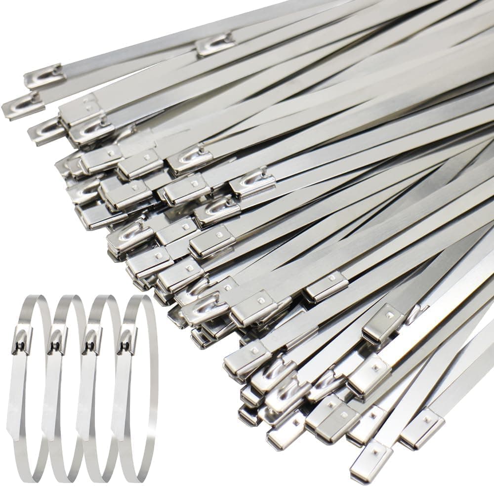 Hi-Plasst Metal Cable Tie // Zip Ties (6 inch long // Pack of 5pcs) 150mm * 4.6mm, Self-Locking Cable Ties // 304 Stainless Steel for Machinery, Vehicles, Farms, Pipes & Outdoor Fence