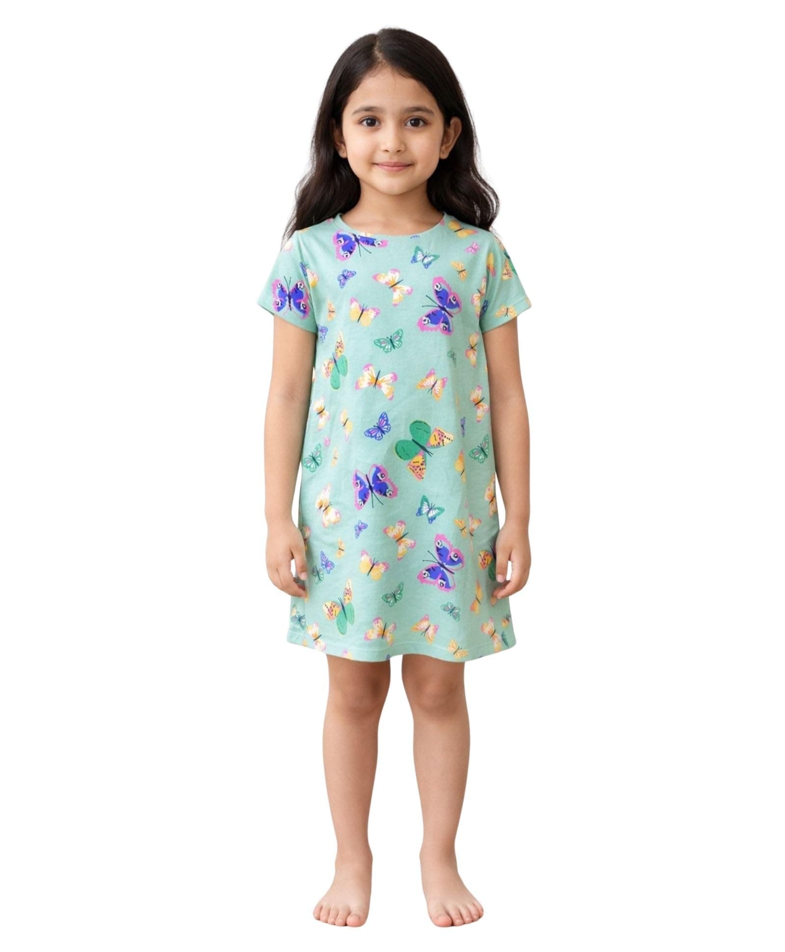 ANTHRILO Design Baby Girls Sleep Dress Pure Cotton Night Frock Skin Friendly Kids Nightwear Soft Bedtime Gown Comfortable Toddler Nightie Daily Homewear Summer Season