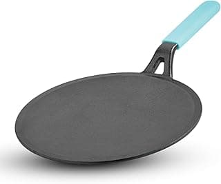 BERGNER Eco Cast Iron 26cm Roti Tawa, Pre-Seasoned Iron Tawa for Chapati/Phulka, Even Heat Distributor, Retains Heat to Enhance Flavor, Comes with Silicone Sleeve - Induction Base and Gas Stove Ready