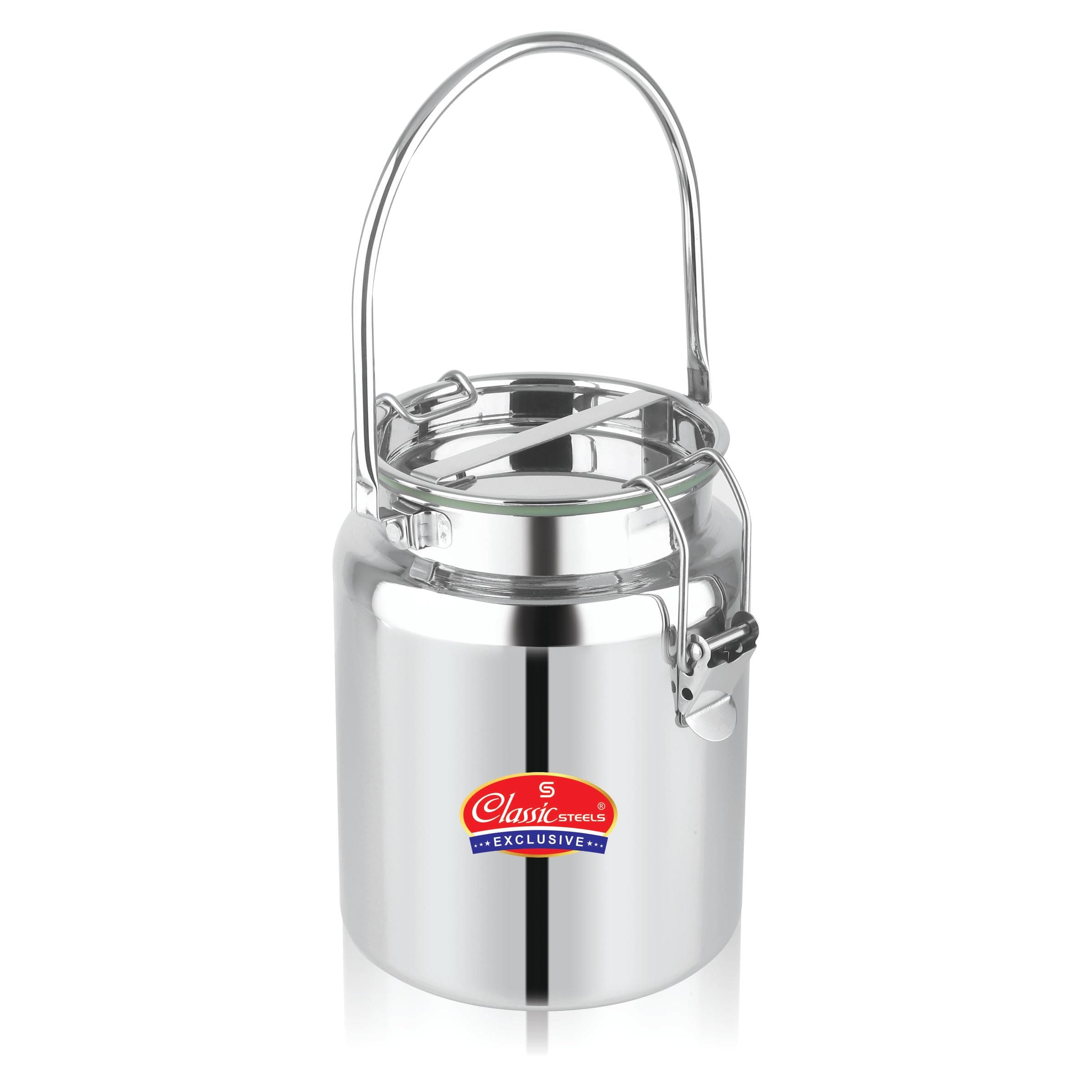 Classic Steels Leak Proof Prime Multi Can (3 Liters) - Air Tight, Stainless Steel Storage Can Useable As Steel Dabba, Milk, Ghee, Oil Storage, Etc. Heavy Jointless Body, Induction Compatible.,Silver