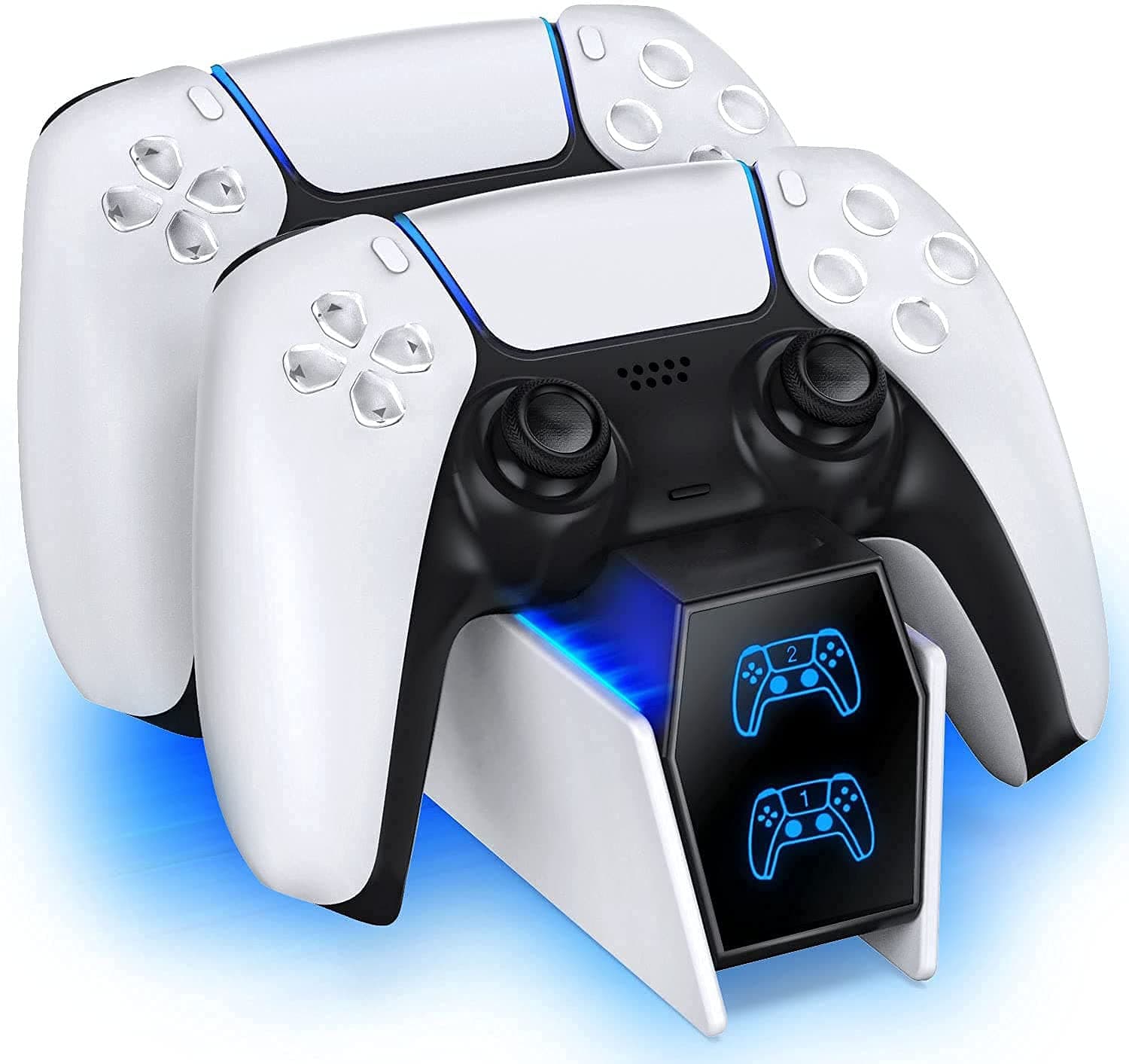New World Latest Upgraded Charger for PS5 Controller, For PS5 Controller Charging Station Charging Dock Controller charger Fast Charger with LED Charging Indicator for PS5 DualSense Controller White