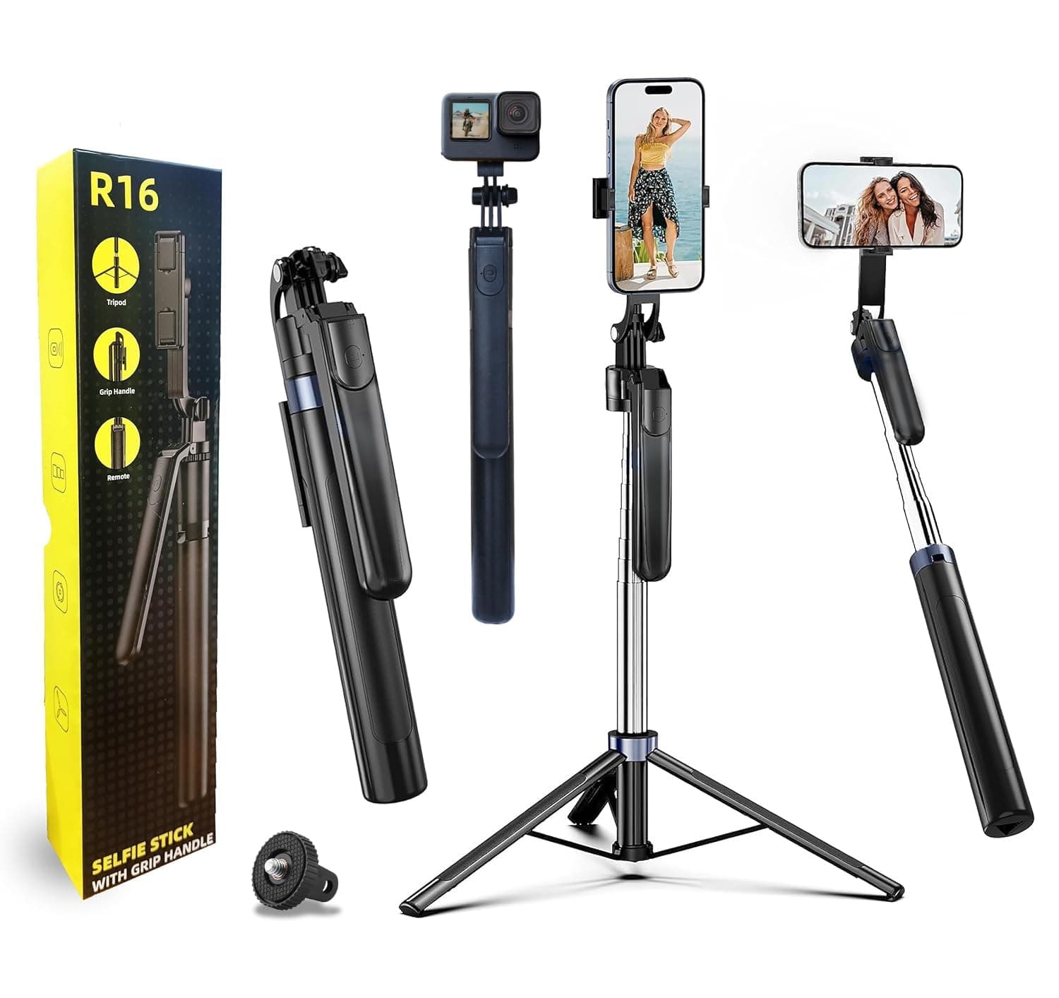 Blushinsta S64 Selfie Stick with Tripod and Remote Control - 360° Rotation, Full Stability, Compact, Compatible with iPhone 17 16 15 14 13 12 11 Pro Xs Max Xr X, All Smartphone (70 INCH)