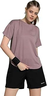 Kvetoo Women Apple Cut Gym T Shirt Breathable Workout Tee Slim Fit Activewear Top Sports Training Yoga T Shirt Women