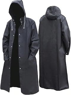 Unisex Waterproof Raincoat with Hood, Blue, Reusable Long Rain Jacket for Hiking, Outdoor Travel, and Cycling