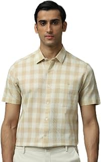MUFTI Khaki Checks Slim Fit Shirt