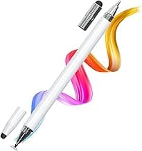Elfora 4-in-1 High Precision Universal Capacitive Stylus Pen for Touch Screens with Pen Functionality | Lightweight Aluminum Body | Fine Point Disc Tip | Compatible for iOS, Android & Windows (White)