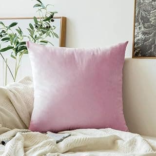 Khooti Velvet 200 TC Cushion Cover Pack Of 1-24"X24"/61X61 Cm-Baby Pink-Soft Pillow Covers Cushion Case For Sofa Bedroom Living room Chair Car