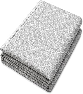 Generic Premium Unstitched Shirt for Men, 100% Giza Cotton, Floral Pattern, Grey and White