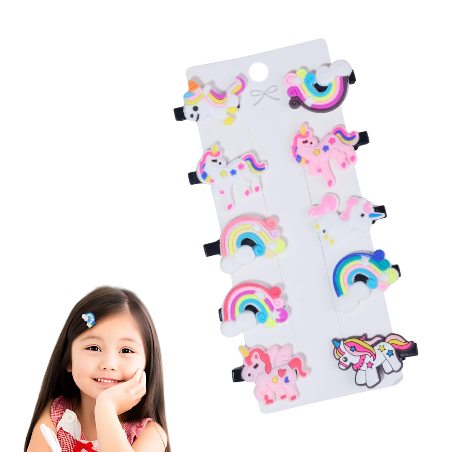 ANANNA CREATIONS 10 Pcs Cute Unicorn Character Hair Clips For Baby Girls & Kids Colorful Cartoon Hair Accessories Non-Slip Hair Pins
