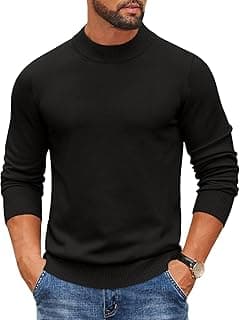 DENIMHOLIC Men's Knitted Slim Fit Winter Wear High Neck Cotton Sweater