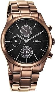 Titan Titan Neo Splash Quartz Multifunction Black Dial Metallic Brown Stainless Steel Strap Watch for Men - NT1805QM04