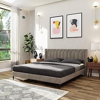 Royaloak Meadow Upholstered Queen Bed | Velvet Upholstery Fabric | Diamond Tufting Design | Strong & Durable Bed | Modern Design Queen Size Bed