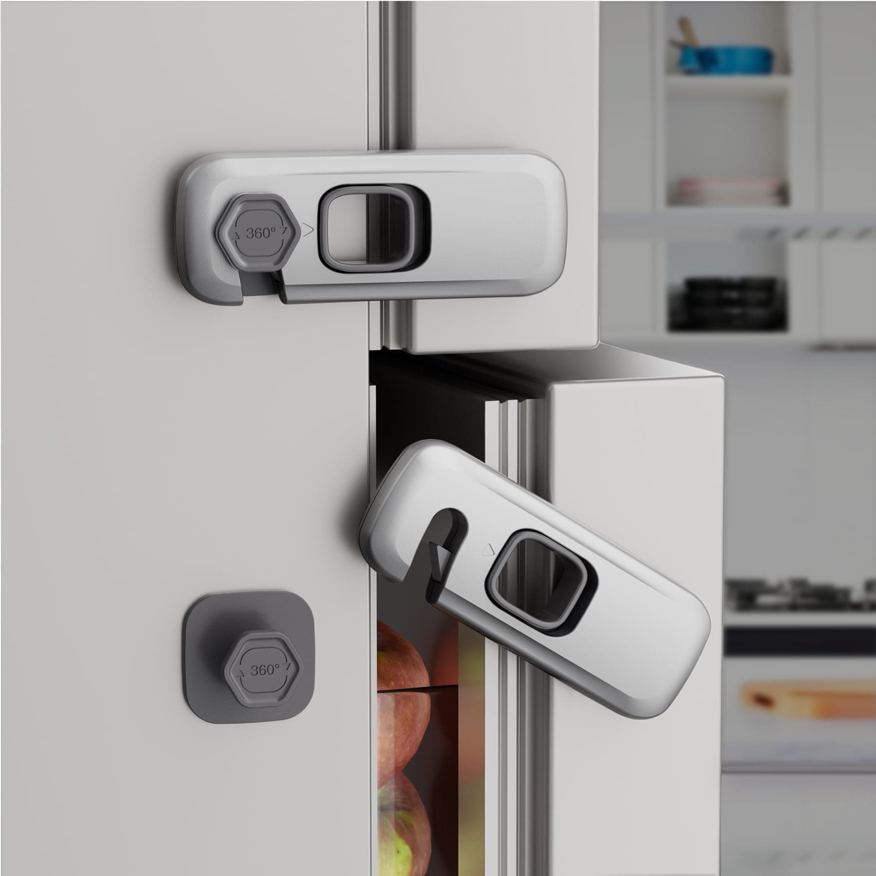 KIZZHISI 5 Pack Child Proof Refrigerator Lock, Baby Proofing Cabinet Locks, Oven Lock Child Safety, Fridge Lock, for Fridge, Drawers, Dishwasher, Oven, Cupboard, Closet, Adhesive, No Tools Need(Grey)