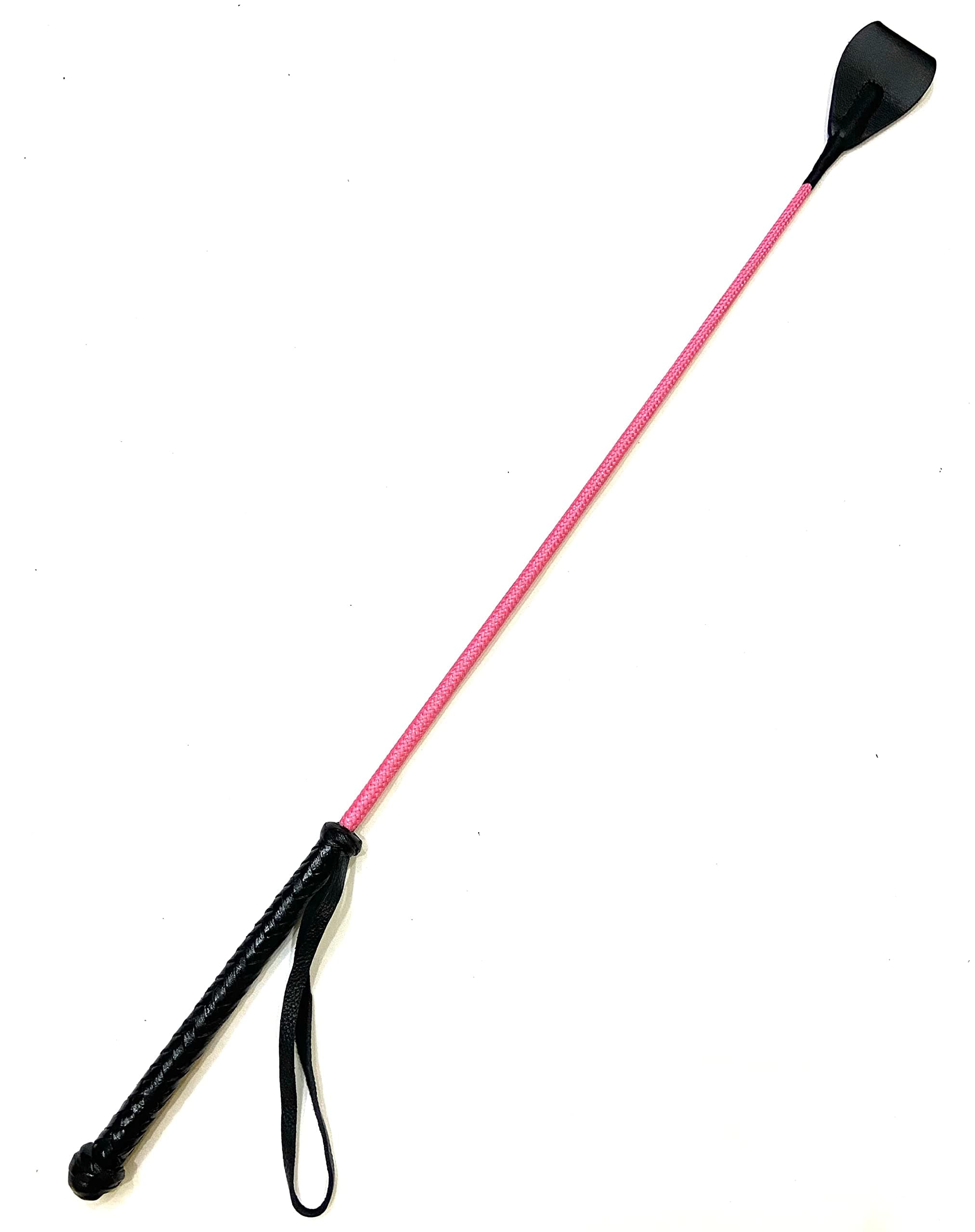 Pets Triangle 28 Inches Genuine Leather Braided Stick Ideal Dog Walking and Dog Training. Braided Handle is Comfortable, Yet Extremely Durable and Will Not Become Slippery.(Pink)