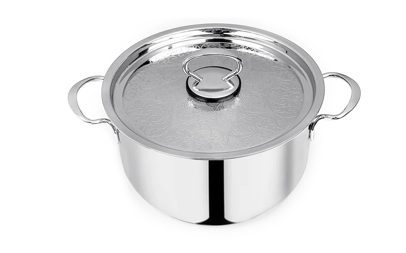 Pradeep Stainless Steel Cookpot with Design Lid (Bello)|18CM,2.3 L Capacity| Sandwich Bottom for Even Heating |Elegant SS Design Lid|Induction&Gas Stove Compatible|Biriyani Pot|Rice Cooking Pan